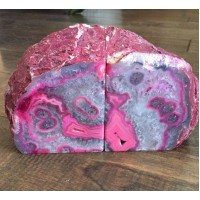 Large Pink Geode Stone Bookends Decor   323373828843